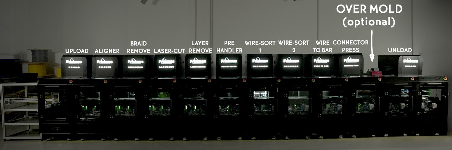 Finished Ethernet cable detail in a Frisimos automated production station